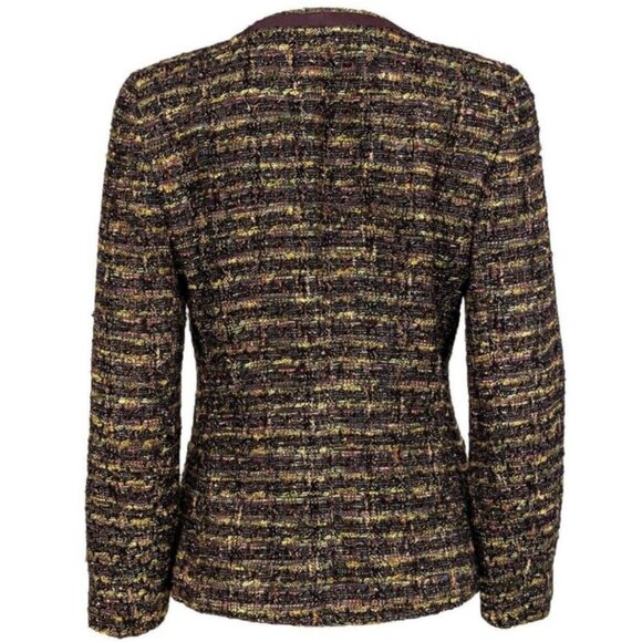 Lafayette 148 New York Tweed Zip-Up Jacket Blazer Women’s Size 10 Brown Green - Picture 2 of 8